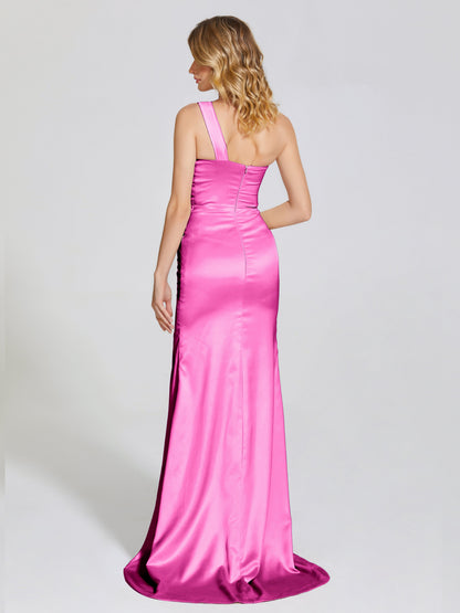 Jayla One-Shoulder Trumpet Soft Satin Bridesmaid Dress
