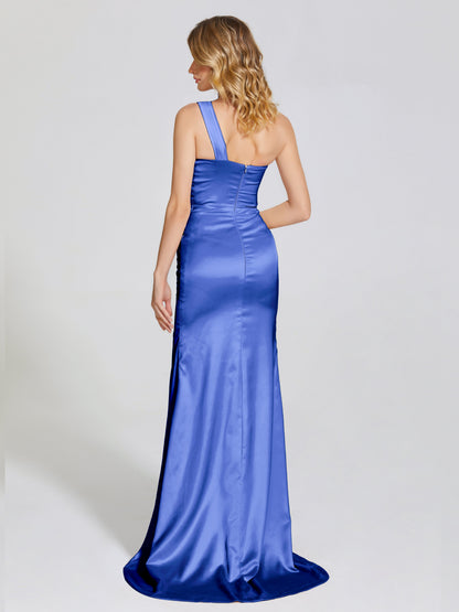 Jayla One-Shoulder Trumpet Soft Satin Bridesmaid Dress