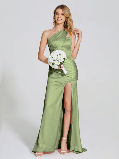 Jayla One-Shoulder Trumpet Soft Satin Bridesmaid Dress