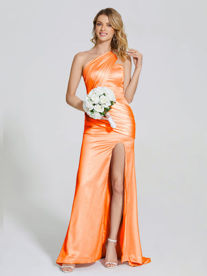Jayla One-Shoulder Trumpet Soft Satin Bridesmaid Dress