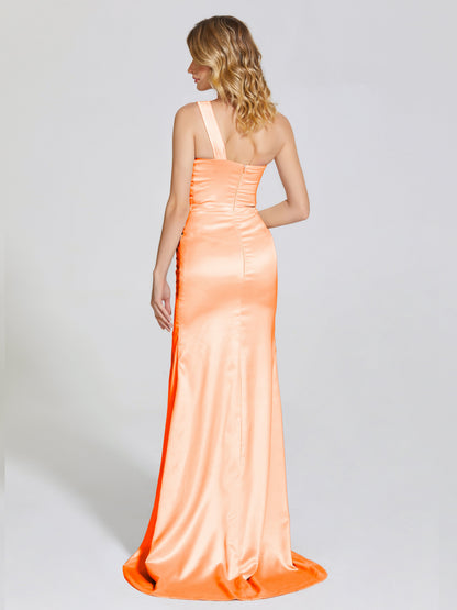 Jayla One-Shoulder Trumpet Soft Satin Bridesmaid Dress