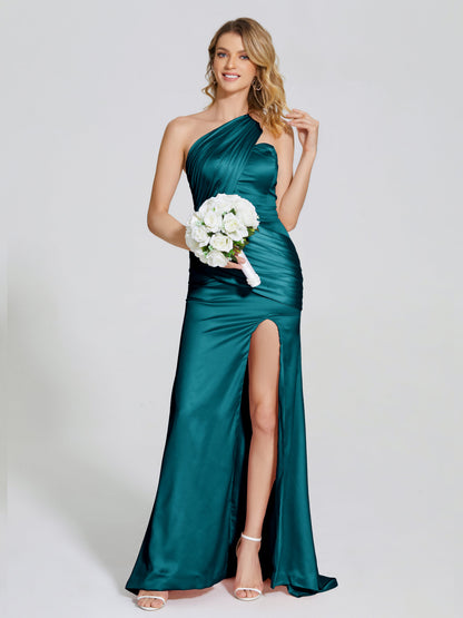 Jayla One-Shoulder Trumpet Soft Satin Bridesmaid Dress