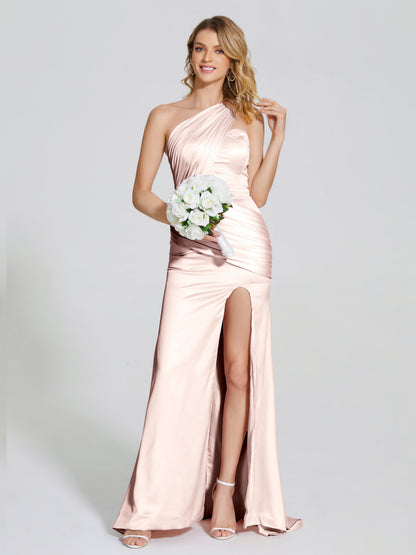 Jayla One-Shoulder Trumpet Soft Satin Bridesmaid Dress