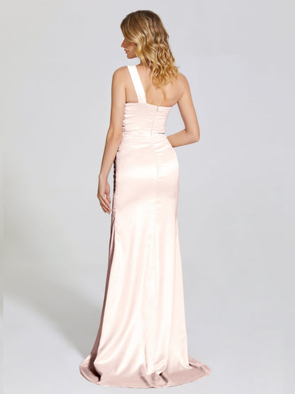 Jayla One-Shoulder Trumpet Soft Satin Bridesmaid Dress