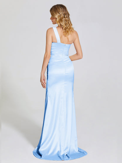 Jayla One-Shoulder Trumpet Soft Satin Bridesmaid Dress