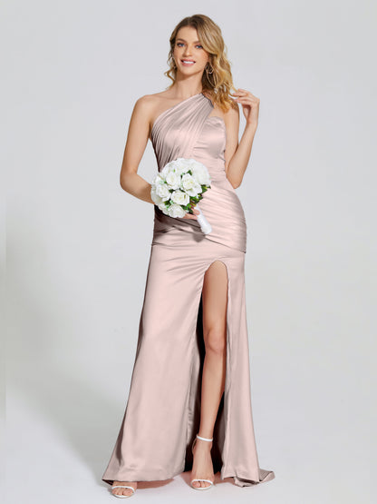 Jayla One-Shoulder Trumpet Soft Satin Bridesmaid Dress