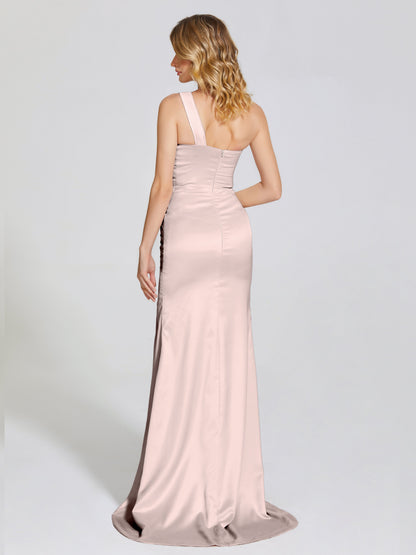 Jayla One-Shoulder Trumpet Soft Satin Bridesmaid Dress