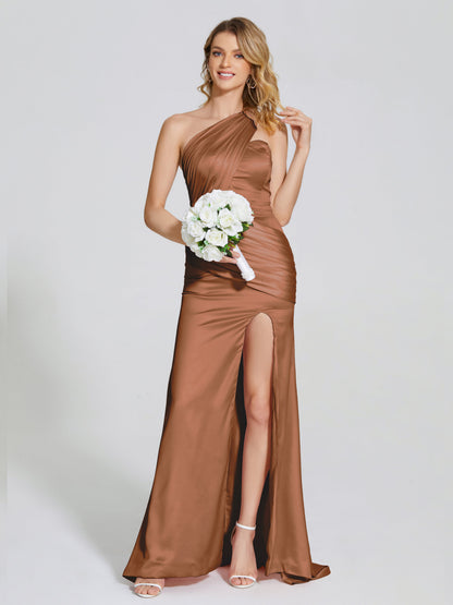 Jayla One-Shoulder Trumpet Soft Satin Bridesmaid Dress