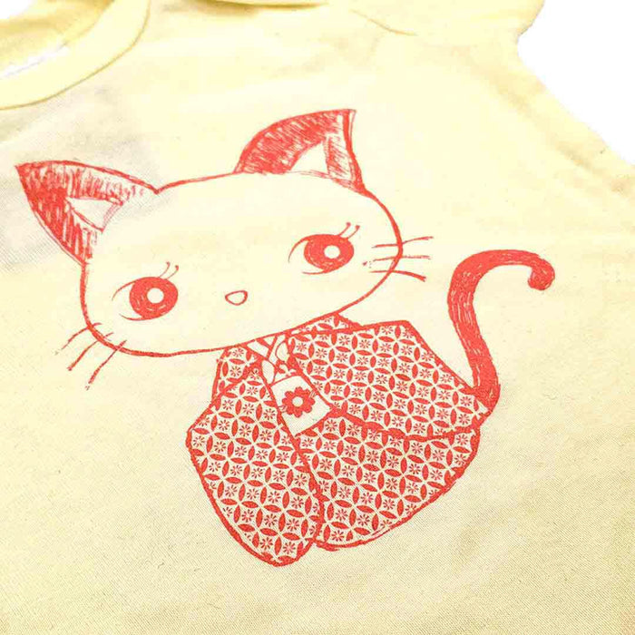 Onesie - Kimono Kitty Red on Yellow by Namu