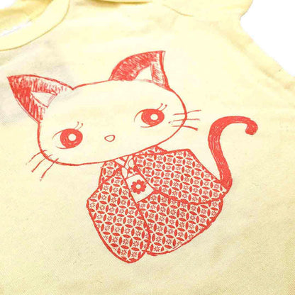 Onesie - Kimono Kitty Red on Yellow by Namu