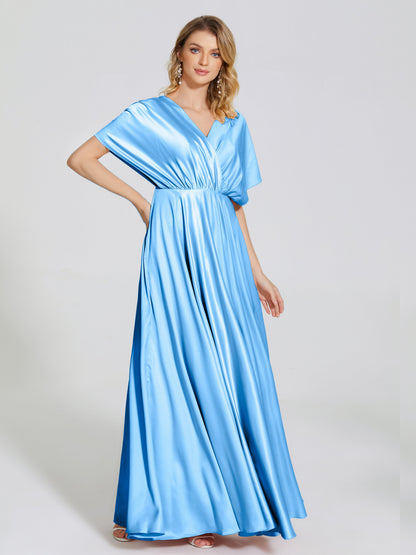 Georgia Open Back Soft Satin Bridesmaid Dress With Sleeves