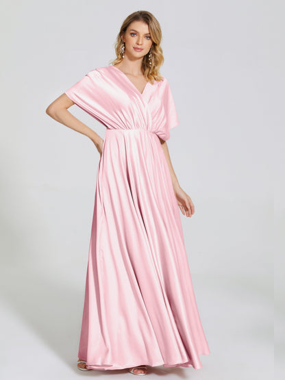 Georgia Open Back Soft Satin Bridesmaid Dress With Sleeves