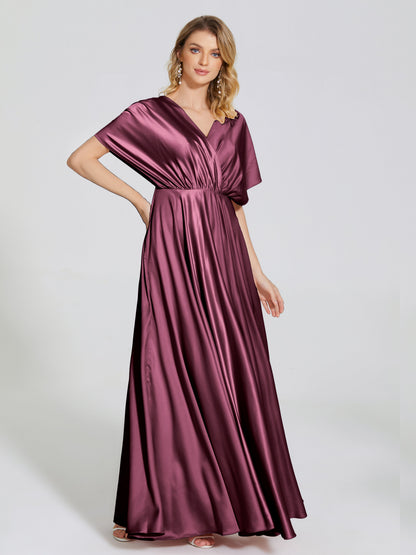 Georgia Open Back Soft Satin Bridesmaid Dress With Sleeves