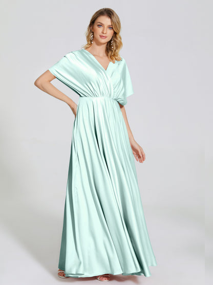 Georgia Open Back Soft Satin Bridesmaid Dress With Sleeves