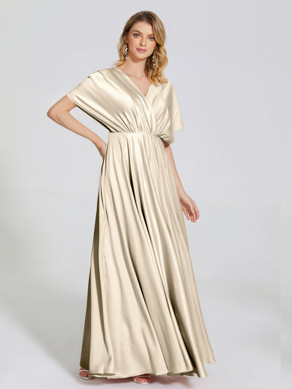 Georgia Open Back Soft Satin Bridesmaid Dress With Sleeves