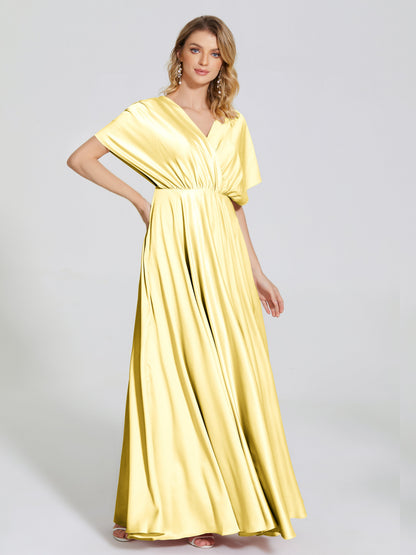 Georgia Open Back Soft Satin Bridesmaid Dress With Sleeves