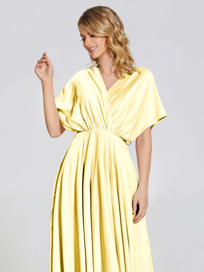 Georgia Open Back Soft Satin Bridesmaid Dress With Sleeves