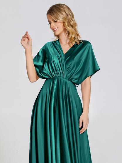 Georgia Open Back Soft Satin Bridesmaid Dress With Sleeves