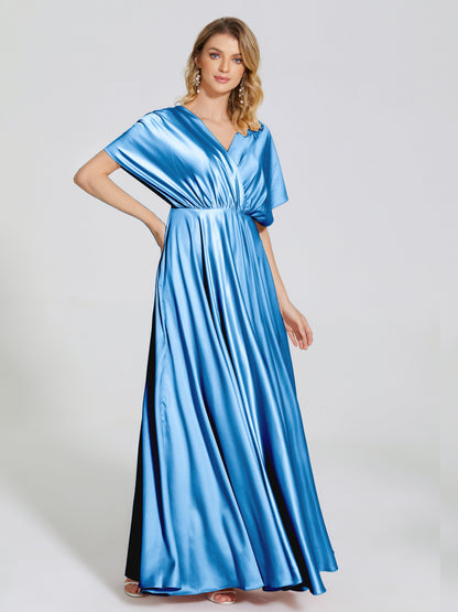 Georgia Open Back Soft Satin Bridesmaid Dress With Sleeves