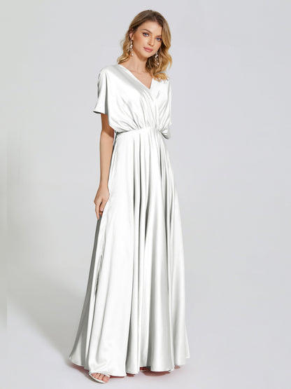 Georgia Open Back Soft Satin Bridesmaid Dress With Sleeves
