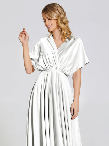 Georgia Open Back Soft Satin Bridesmaid Dress With Sleeves