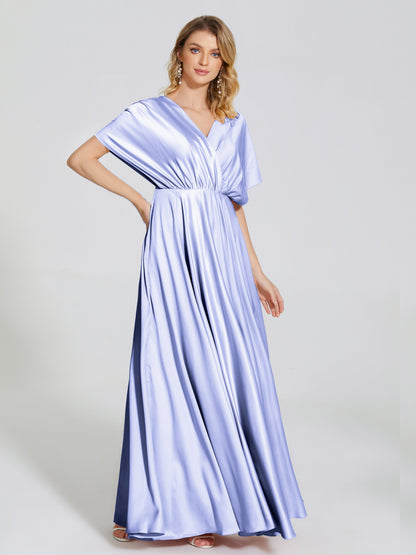 Georgia Open Back Soft Satin Bridesmaid Dress With Sleeves