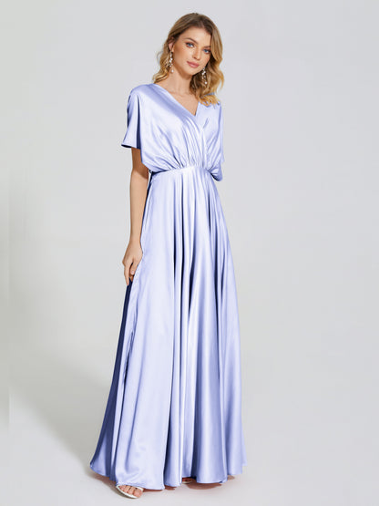 Georgia Open Back Soft Satin Bridesmaid Dress With Sleeves