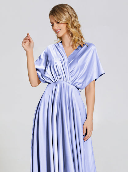Georgia Open Back Soft Satin Bridesmaid Dress With Sleeves