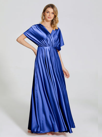 Georgia Open Back Soft Satin Bridesmaid Dress With Sleeves