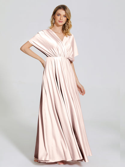 Georgia Open Back Soft Satin Bridesmaid Dress With Sleeves