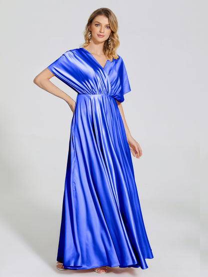 Georgia Open Back Soft Satin Bridesmaid Dress With Sleeves