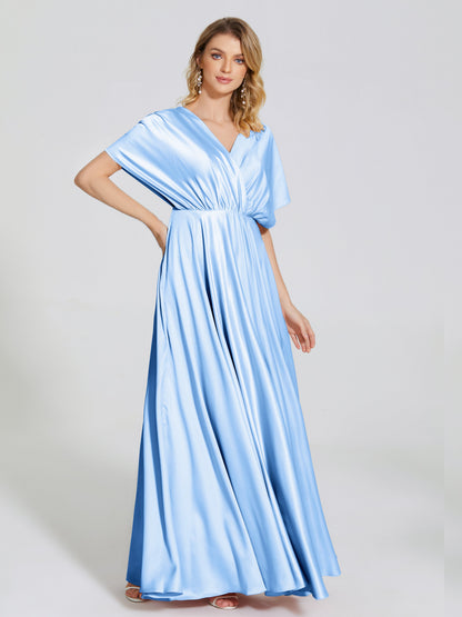 Georgia Open Back Soft Satin Bridesmaid Dress With Sleeves