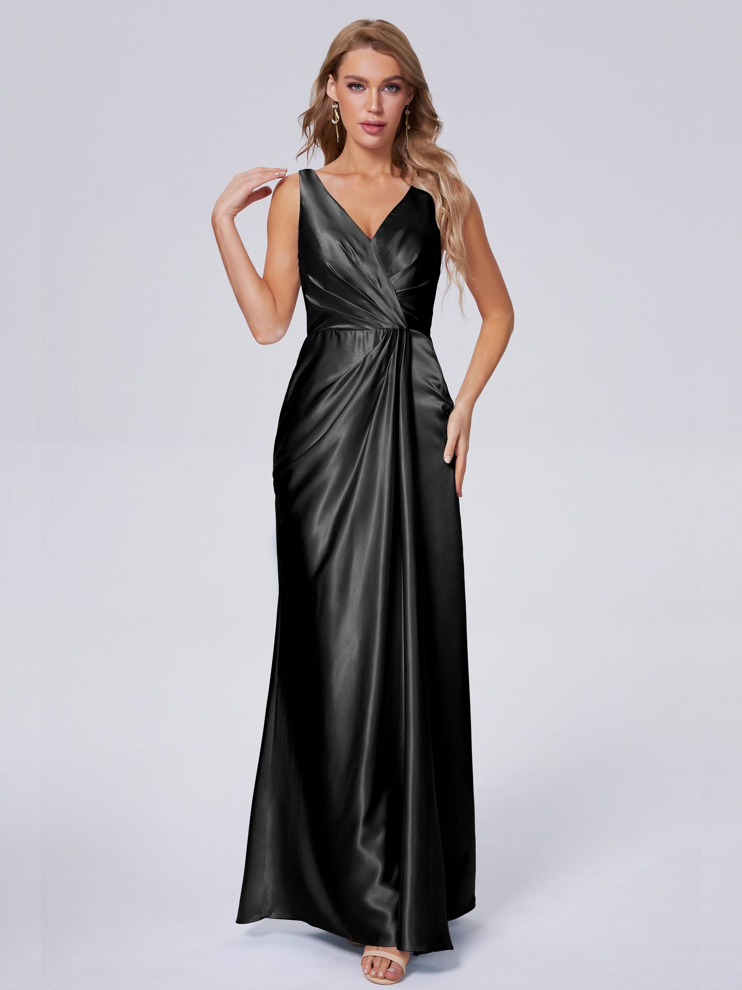 Parker Straps Soft Satin Long Bridesmaid Dresses