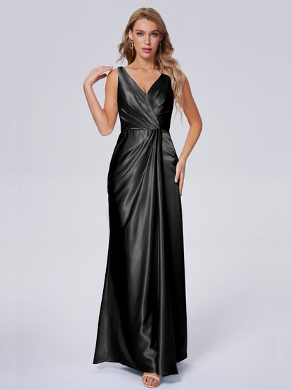 Parker Straps Soft Satin Long Bridesmaid Dresses