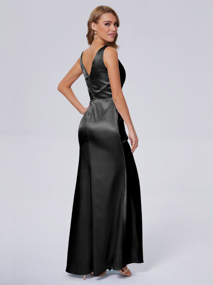 Parker Straps Soft Satin Long Bridesmaid Dresses