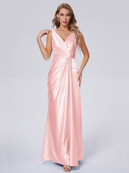 Parker Straps Soft Satin Long Bridesmaid Dresses