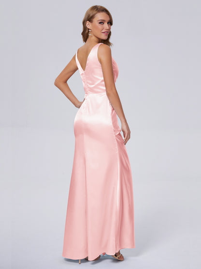 Parker Straps Soft Satin Long Bridesmaid Dresses