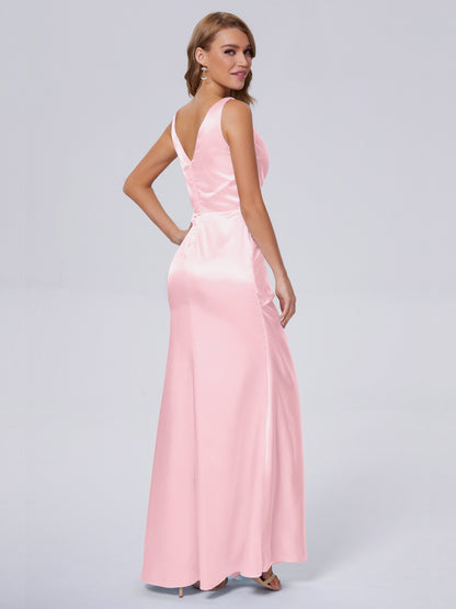 Parker Straps Soft Satin Long Bridesmaid Dresses