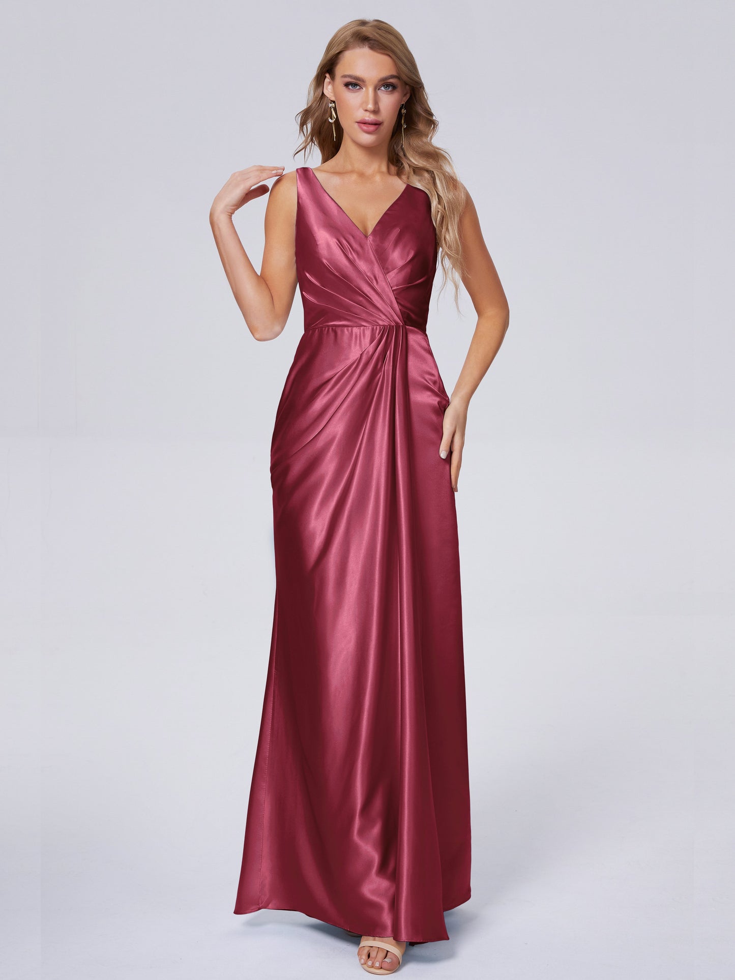 Parker Straps Soft Satin Long Bridesmaid Dresses