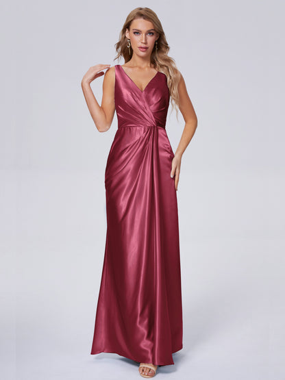 Parker Straps Soft Satin Long Bridesmaid Dresses