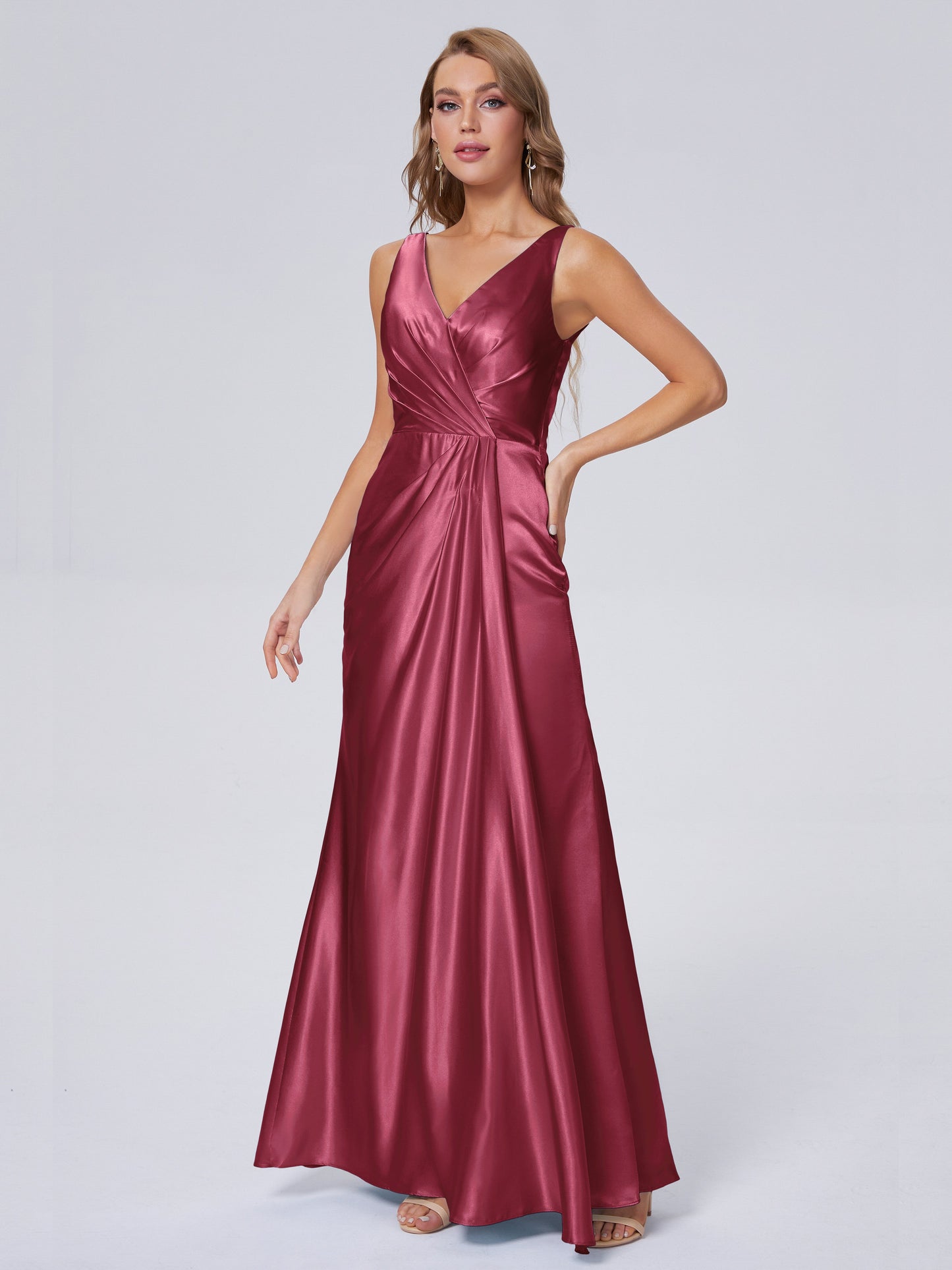 Parker Straps Soft Satin Long Bridesmaid Dresses