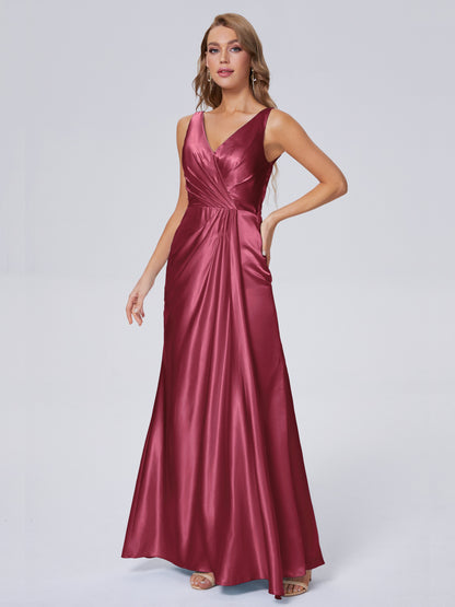 Parker Straps Soft Satin Long Bridesmaid Dresses