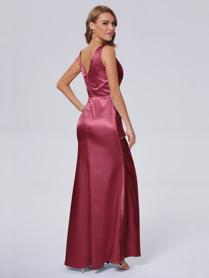 Parker Straps Soft Satin Long Bridesmaid Dresses