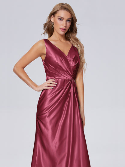 Parker Straps Soft Satin Long Bridesmaid Dresses