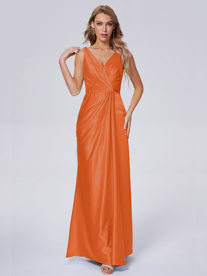 Parker Straps Soft Satin Long Bridesmaid Dresses