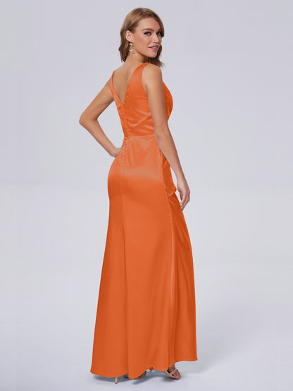 Parker Straps Soft Satin Long Bridesmaid Dresses