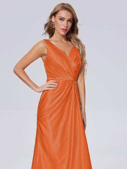 Parker Straps Soft Satin Long Bridesmaid Dresses