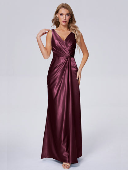 Parker Straps Soft Satin Long Bridesmaid Dresses