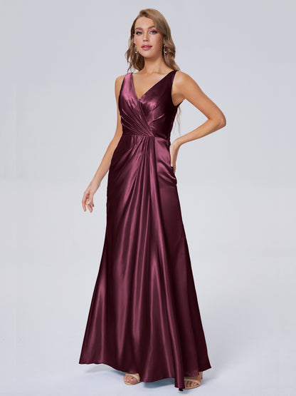 Parker Straps Soft Satin Long Bridesmaid Dresses