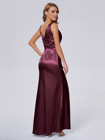 Parker Straps Soft Satin Long Bridesmaid Dresses